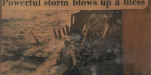 Newspaper clipping showing devastation from a hurricane in Virginia